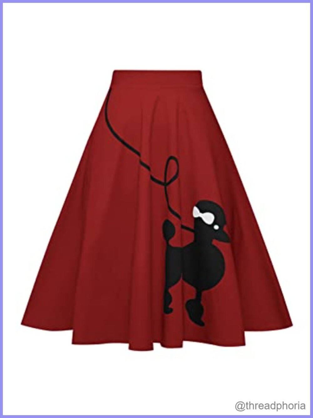 Poodle Skirt 50s Vintage Pleated A-Line Midi Skirt Polyester Elastane